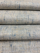 Load image into Gallery viewer, Designer Denim Blue Beige Teal Woven MCM Mid Century Modern Tweed Upholstery Fabric WHS 3922