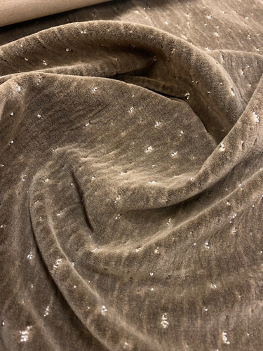 0.9 Yard Designer Mocha Brown Animal Pattern Fawn Velvet Upholstery Fabric WHS 3180