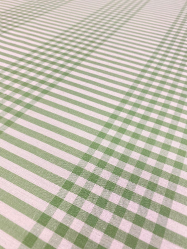 Schumacher Bergen Plaid Green Cream Check Cotton Upholstery Fabric WHS 3560