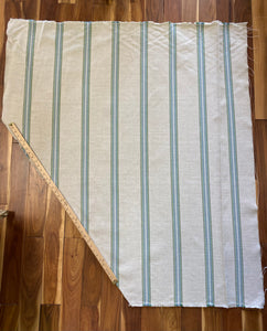 Irregular Remnant Piece of Schumacher Garden Stripe Indoor Outdoor Woven Beige Green Blue Nautical Stripe Upholstery Fabric WHS 4237