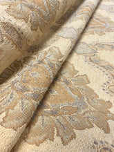 Load image into Gallery viewer, Mustard Beige Taupe Damask Chenille Water &amp; Stain Resistant Upholstery Fabric WHS 3736