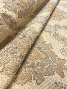 Mustard Beige Taupe Damask Chenille Water & Stain Resistant Upholstery Fabric WHS 3736