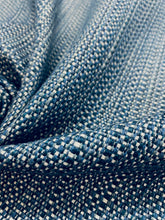 Load image into Gallery viewer, Designer Navy Blue White MCM Mid Century Modern Tweed Water &amp; Stain Resistant Upholstery Fabric WHS 4197