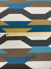 Load image into Gallery viewer, Arc Com Crescendo Caribbean Abstract Geometric Teal Mustard Cream Water &amp; Stain Resistant Upholstery Fabric WHS 3054