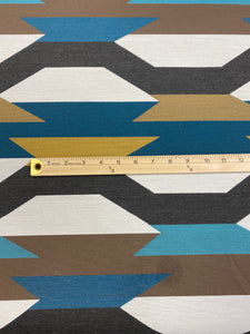 Arc Com Crescendo Caribbean Abstract Geometric Teal Mustard Cream Water & Stain Resistant Upholstery Fabric WHS 3054