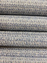 Load image into Gallery viewer, Designer Water &amp; Stain Repellent Navy Blue White MCM Upholstery Fabric WHS 4208
