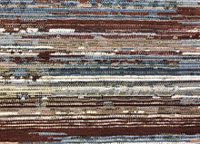 Load image into Gallery viewer, Robert Allen Tamacheq Carob Water &amp; Stain Resistant Brown Aqua Navy Blue Cream Abstract Kilim Stripe Tapestry Upholstery Fabric STA380