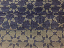 Load image into Gallery viewer, 1.3 Yard Perennials Reversible Star Power Vintage Navy Blue Beige Indoor Outdoor Geometric Upholstery Drapery Fabric WHS 3326