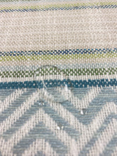 Load image into Gallery viewer, Fabricut 04759 Pool Seafoam Green Teal Stripe Water &amp; Stain Resistant Indoor Outdoor Upholstery Fabric WHS 3321