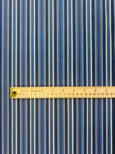 Load image into Gallery viewer, Designer Water &amp; Stain Resistant Navy Blue White Nautical Stripe Upholstery Fabric STA 3080
