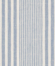 Load image into Gallery viewer, Linen Cotton Aqua Blue Cream Nautical Stripe Upholstery Fabric FB