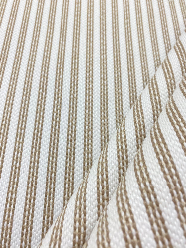 Designer Polypropylene Beige White Woven Nautical Stripe Upholstery Fabric WHS 3874
