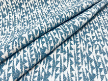 Load image into Gallery viewer, Water &amp; Stain Resistant Small Scale French Blue Off White MCM Abstract Geometric Upholstery Fabric