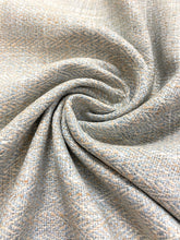 Load image into Gallery viewer, Designer Aqua Blue Beige Herringbone MCM Mid Century Modern Upholstery Drapery Fabric WHS 4040