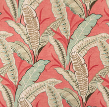 Load image into Gallery viewer, Stain Resistant Taupe Coral Red Aqua Blue Floral Upholstery Drapery Fabric CF