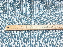 Load image into Gallery viewer, Water &amp; Stain Resistant Small Scale French Blue Off White MCM Abstract Geometric Upholstery Fabric