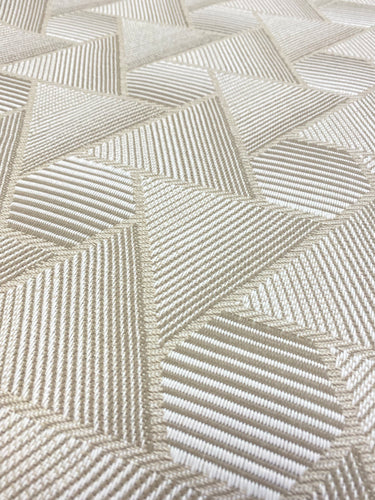 Designer Water & Stain Resistant MCM Mid Century Modern Beige White Abstract Geometric Polypropylene Upholstery Fabric WHS 3462