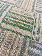 Load image into Gallery viewer, 1.25 Yard Michael Smith Asera Green Blue Beige Wool Check Linen Geometric Water Resistant Upholstery Fabric WHS 3480