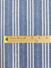 Load image into Gallery viewer, 1.5 Yard Designer Navy Blue White Nautical Stripe Woven Upholstery Fabric WHS 3705