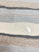 Load image into Gallery viewer, Montauk Stripe Water &amp; Stain Resistant Silver Grey Taupe Stripe Indoor Outdoor Upholstery Fabric WHS 4008