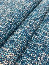 Load image into Gallery viewer, Designer Turquoise Navy Blue White Teal MCM Mid Century Modern Boucle Upholstery Fabric STA 3964