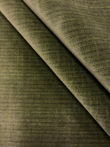 Schumacher Performance Antic Strie Olive Green Velvet Water & Stain Resistant Upholstery Fabric STA 3795