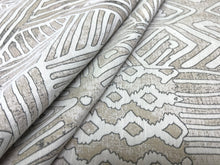 Load image into Gallery viewer, Water Stain Resistant Zarin Fabrics Aspara Beige Grey Off White Upholstery Drapery Fabric STA 3010