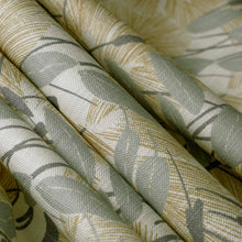 Load image into Gallery viewer, Cotton Linen Stain Resistant Cream Grey Mustard Botanical Upholstery Drapery Fabric FB