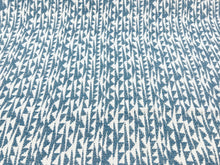 Load image into Gallery viewer, Water &amp; Stain Resistant Small Scale French Blue Off White MCM Abstract Geometric Upholstery Fabric