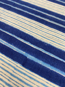 John Robshaw Vintage Nautical Stripe Navy Blue White Linen Upholstery Drapery Fabric WHS 4179