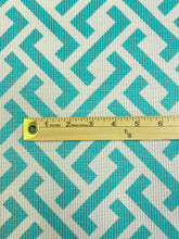 Load image into Gallery viewer, Designer Water &amp; Stain Resistant Turquoise Blue Geometric Indoor Outdoor Upholstery Fabric WHS 3487