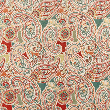 Load image into Gallery viewer, Beige Orange Teal Yellow Paisley Upholstery Drapery Fabric CF