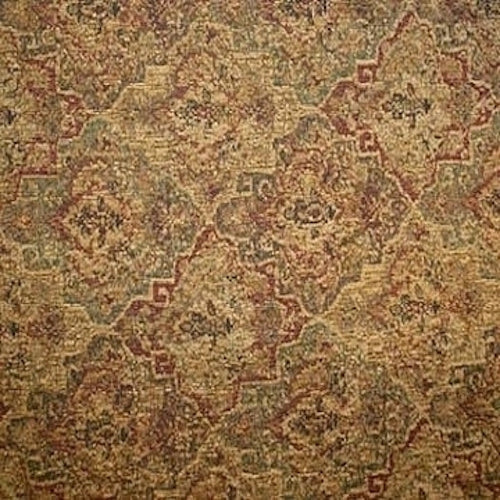 Cotton Blend Mustard Brown Red Green Kilim Tapestry Upholstery Fabric MGF