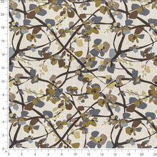 Load image into Gallery viewer, Beige Teal Blue Green Brown Grey Floral Botanical Upholstery Fabric CF