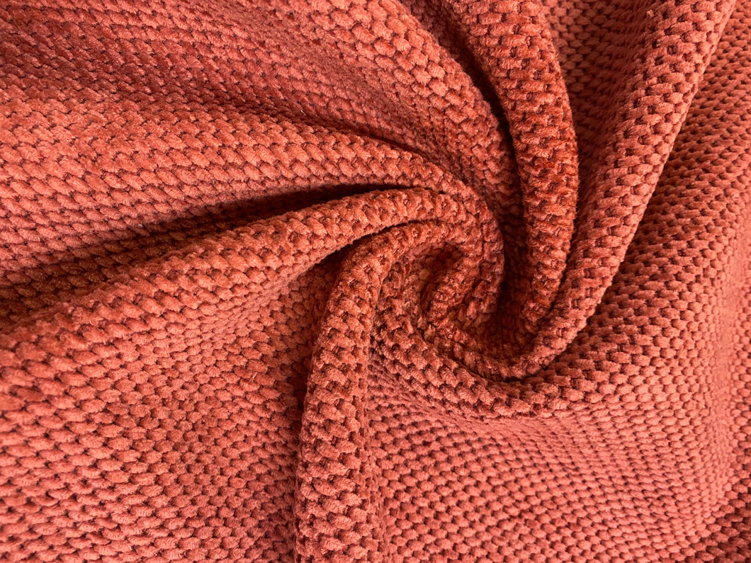 Designer Water & Stain Resistant Rusty Red Chenille MCM Mid Century Modern Upholstery Fabric WHS 3781