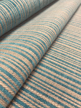 Load image into Gallery viewer, Designer Teal Taupe Stripe Chenille Water &amp; Stain Resistant Upholstery Fabric WHS 3078