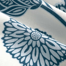 Load image into Gallery viewer, Ivory Teal Aqua Blue Floral Botanical Drapery Fabric FB