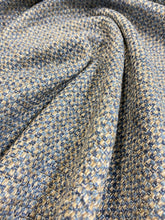 Load image into Gallery viewer, Designer White French Blue Taupe Tweed MCM Mid Century Modern Upholstery Fabric WHS 3295