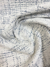 Load image into Gallery viewer, Designer Cream Blue Grey Abstract MCM Mid Century Modern Chenille Water &amp; Stain Resistant Upholstery Fabric WHS 3474