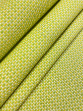 Load image into Gallery viewer, Designer Water &amp; Stain Resistant Indoor Outdoor MCM Mid Century Modern Chartreuse Green Yellow White Upholstery Fabric WHS 4120