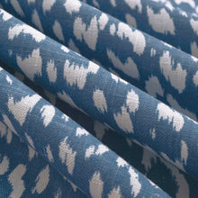 Load image into Gallery viewer, Linen Rayon French Blue White Cheetah Animal Print Upholstery Drapery Fabric FB