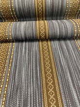 Load image into Gallery viewer, 1.6 Yard Designer Navy Blue Brown Cream Geometric Stripe Upholstery Fabric WHS 3358