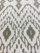 Load image into Gallery viewer, Kravet Sunbrella Scandikat Chrome Taupe White Ikat Indoor Outdoor Water &amp; Stain Resistant Upholstery Fabric WHS 3137