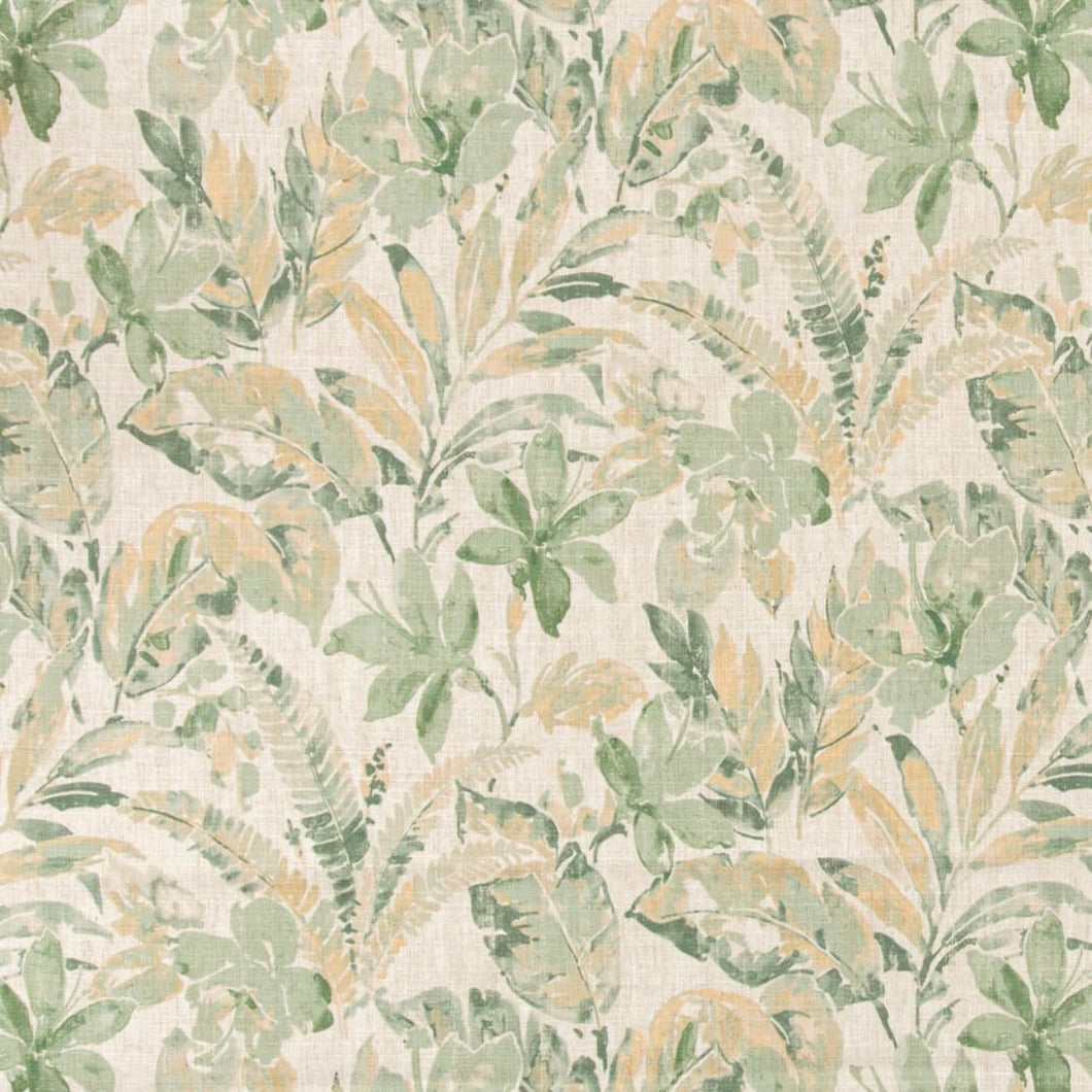 Stain Resistant Cream Yellow Green Seafoam Floral Upholstery Drapery Fabric CF