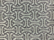 Load image into Gallery viewer, Stout Fabrics Horace Granite Aqua Blue Grey Geometric Fret Upholstery Fabric WHS 4228