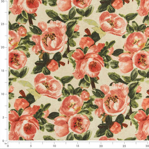 Stain Resistant Beige Rose Red Green Floral Upholstery Drapery Fabric CF