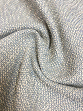 Load image into Gallery viewer, Designer Water &amp; Stain Resistant Aqua Blue Cream Tweed MCM Mid Century Modern Upholstery Fabric WHS 3995