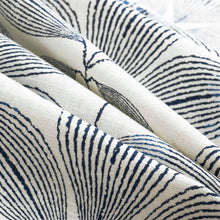 Load image into Gallery viewer, Off White Navy Blue Linen Cotton Botanical Upholstery Drapery Fabric FB