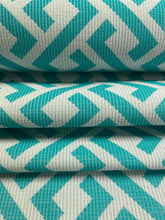 Load image into Gallery viewer, Designer Water &amp; Stain Resistant Turquoise Blue Geometric Indoor Outdoor Upholstery Fabric WHS 3487