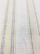 Load image into Gallery viewer, Designer Cream Mustard Black Nautical Stripe Water &amp; Stain Resistant Upholstery Fabric WHS 3461